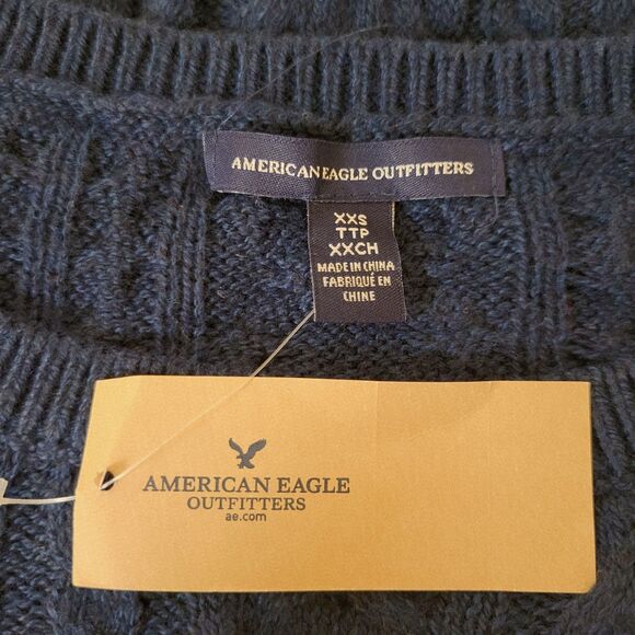 NWT American Eagle Outfitters  Blue Knitted Size XXS Women Sweater With Zippers - Picture 6 of 7